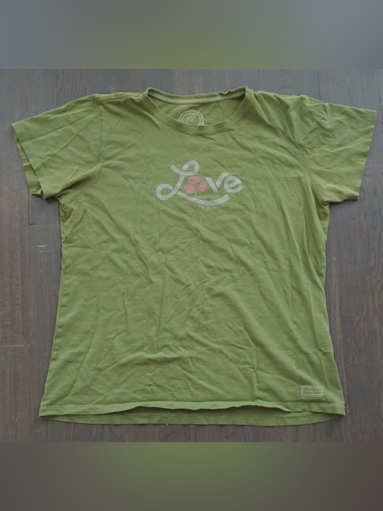 GAP Tops - GAP Lime Green Graphic 'Love' Tee with Pink Accent